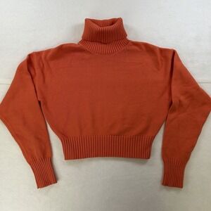 Club Monaco Womens Turtleneck Cropped Sweater Pumpkin Orange Fall Autumn Sz M